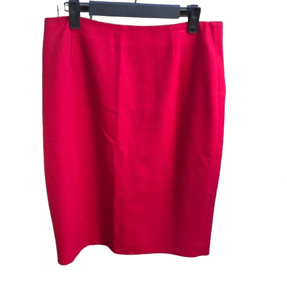 LOFT RED WOOL PENCIL SKIRT - Picture 1 of 3